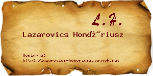 Lazarovics Honóriusz névjegykártya